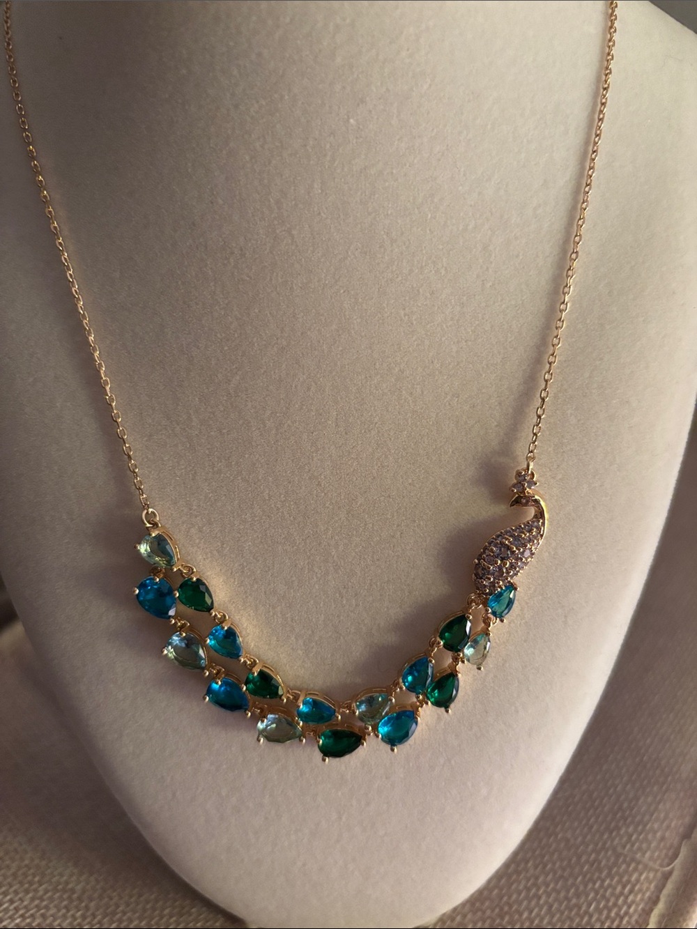 kate spade Gold-Tone Peacock Necklace with Blue and Green Stones